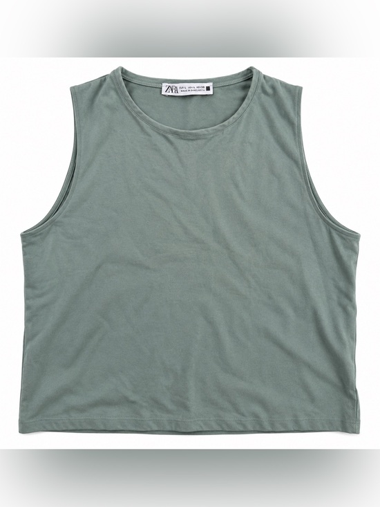 Zara Tops - ZARA Women’s Sage Green Sleeveless Cropped Tank Top Size Large L